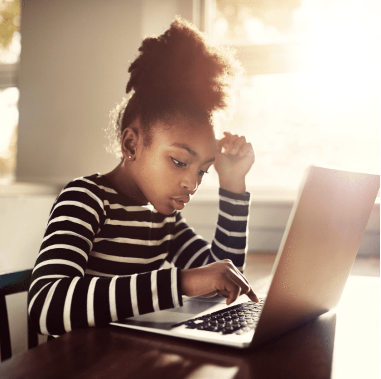 girl studying on computer