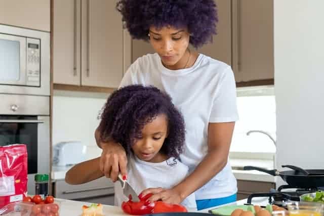 mother and daughter baking