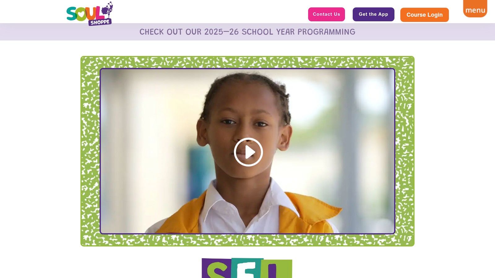 A young student participates in a Soul Shoppe video lesson about social emotional learning resources.