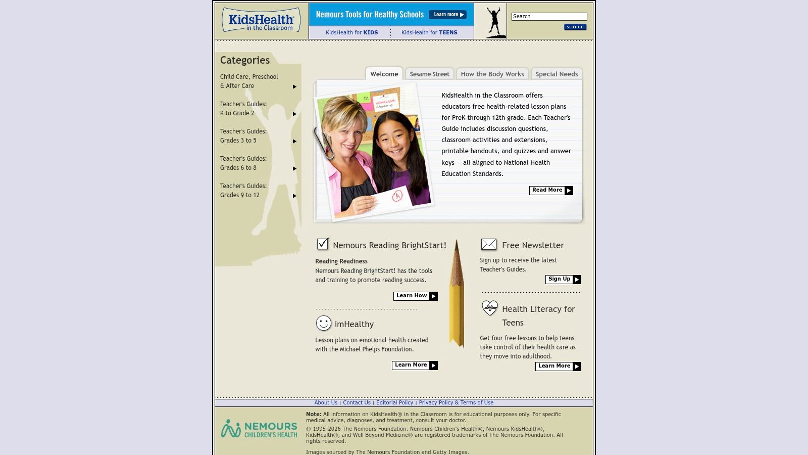 KidsHealth in the Classroom (Nemours)