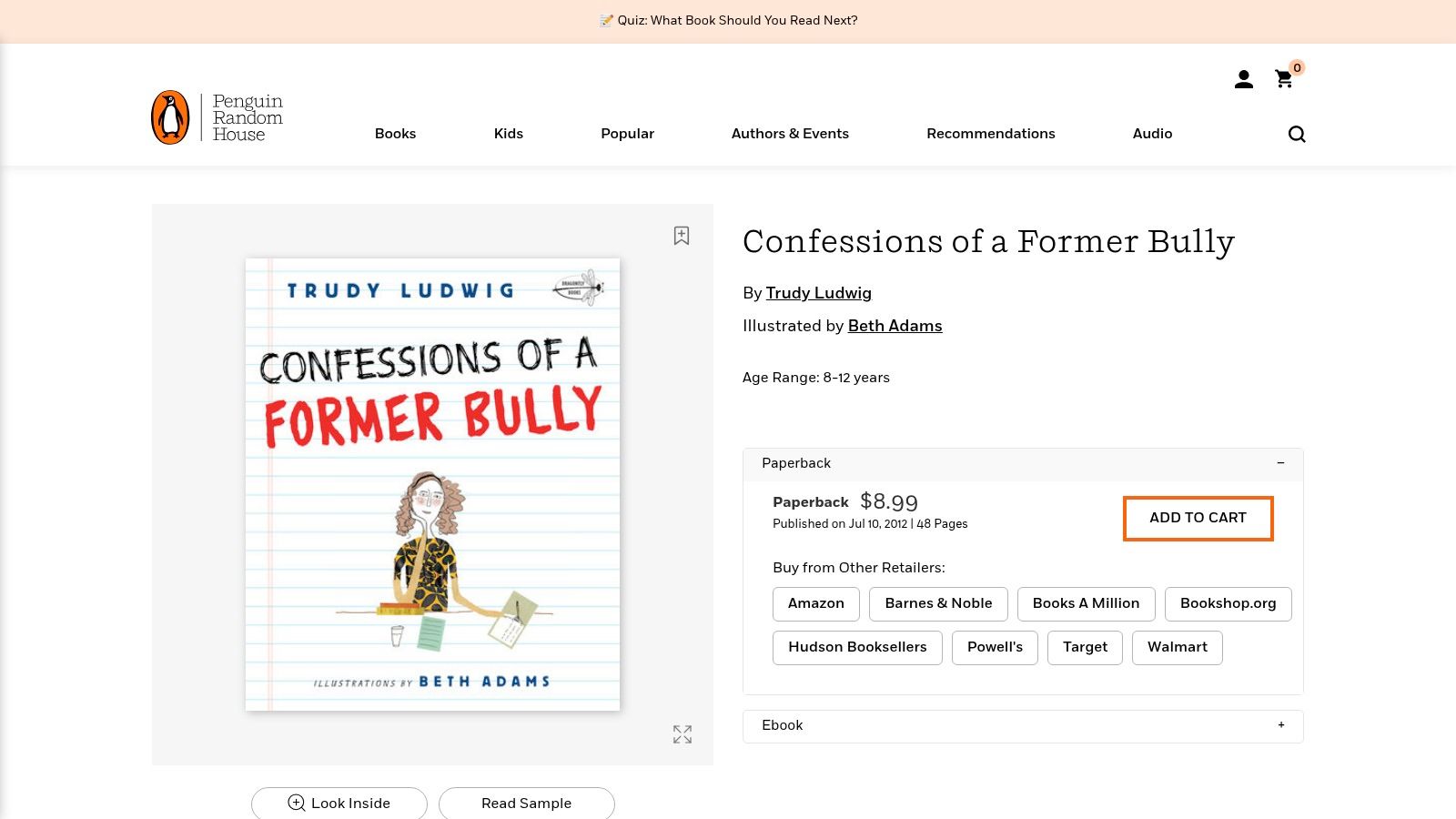 Confessions of a Former Bully (Trudy Ludwig; illus. Beth Adams)