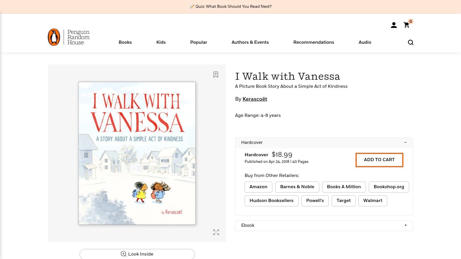 I Walk with Vanessa: A Story About a Simple Act of Kindness (Kerascoët)