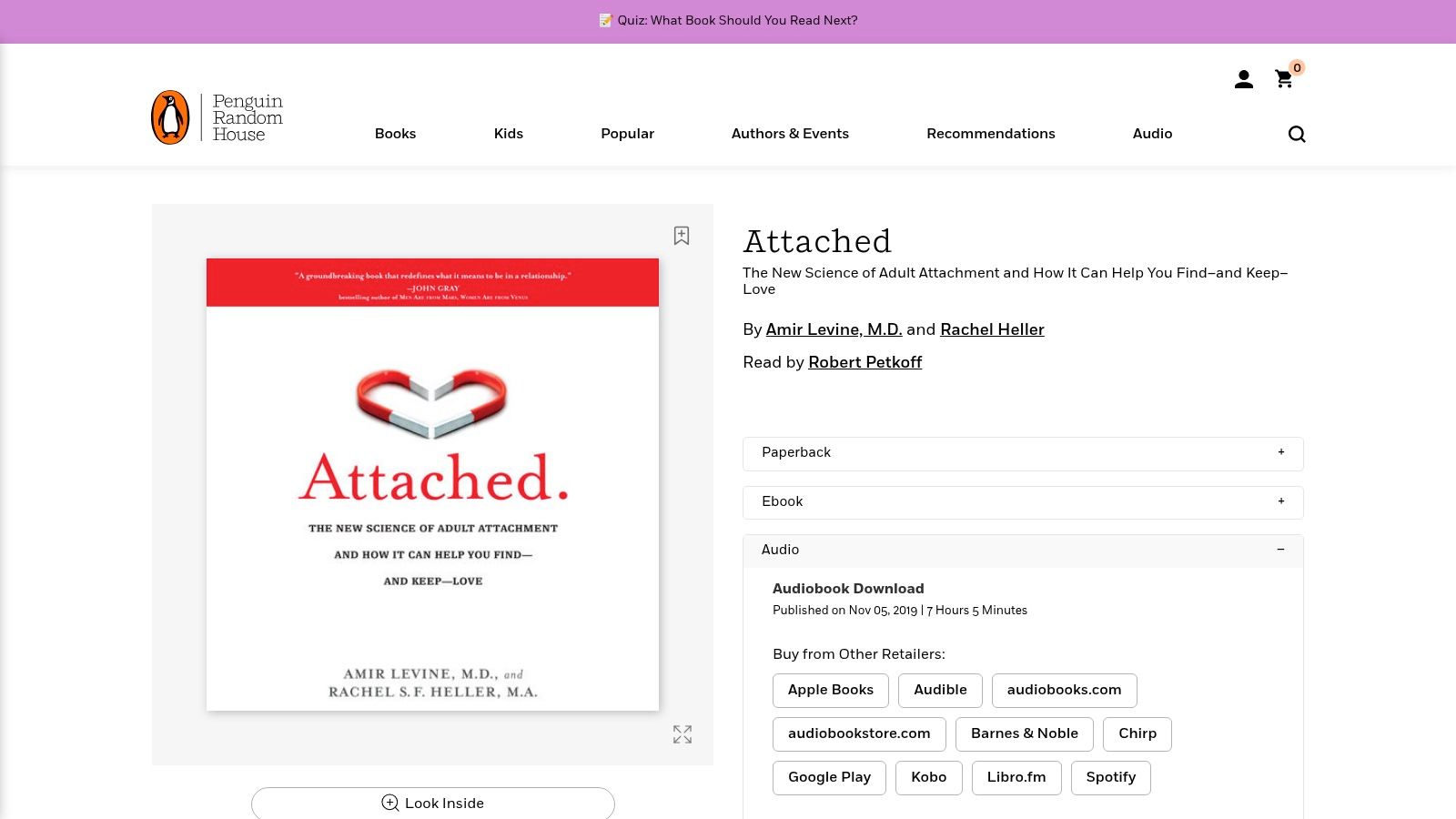 Attached: The New Science of Adult Attachment and How It Can Help You Find, and Keep, Love, Amir Levine, MD & Rachel S. F. Heller, MA