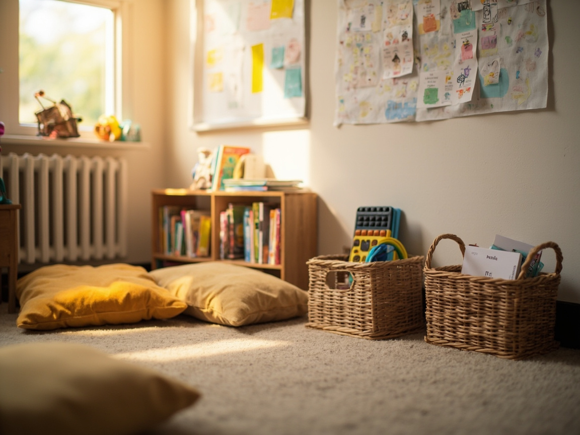 A calm-down corner set up to support students with emotional dysregulation in an elementary classroom