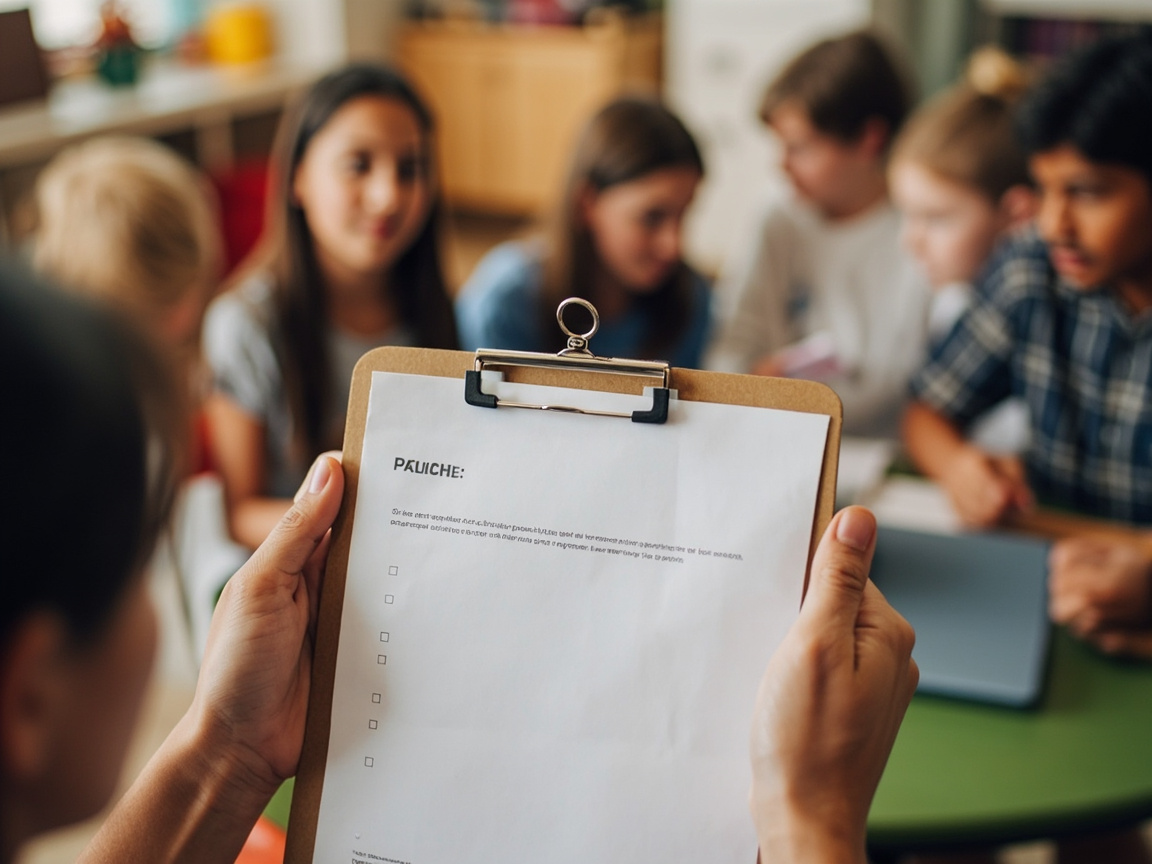 Educator using an observation checklist to track SEL competencies and outcomes