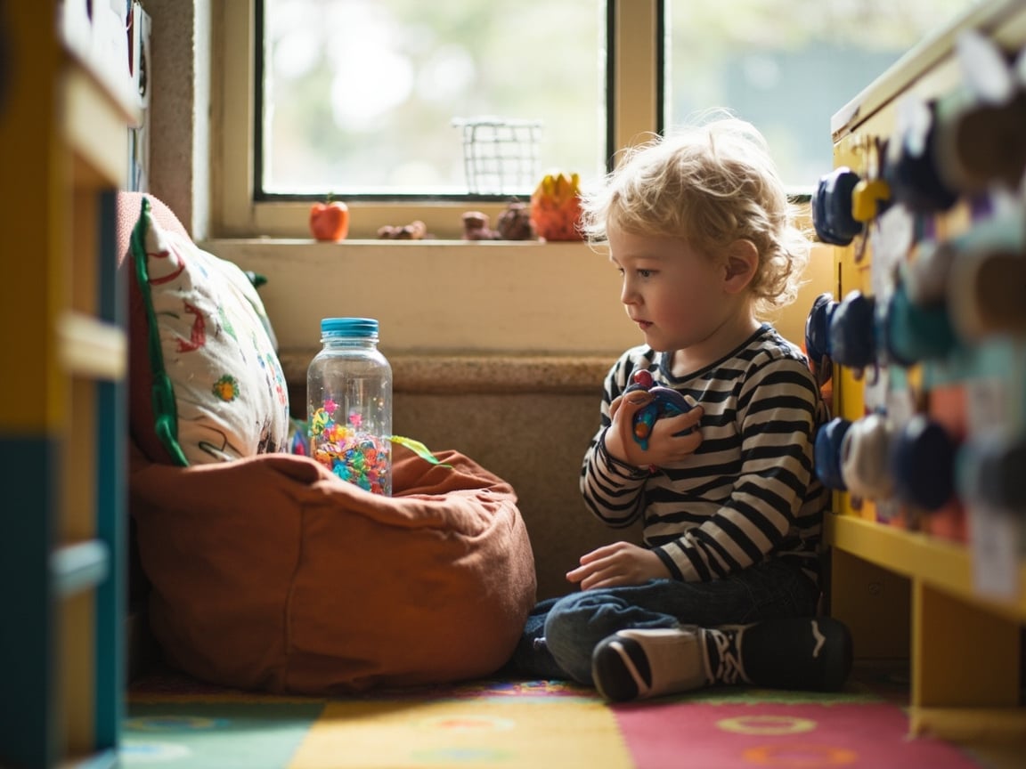 A calm-down corner stocked with self-regulation tools for elementary students
