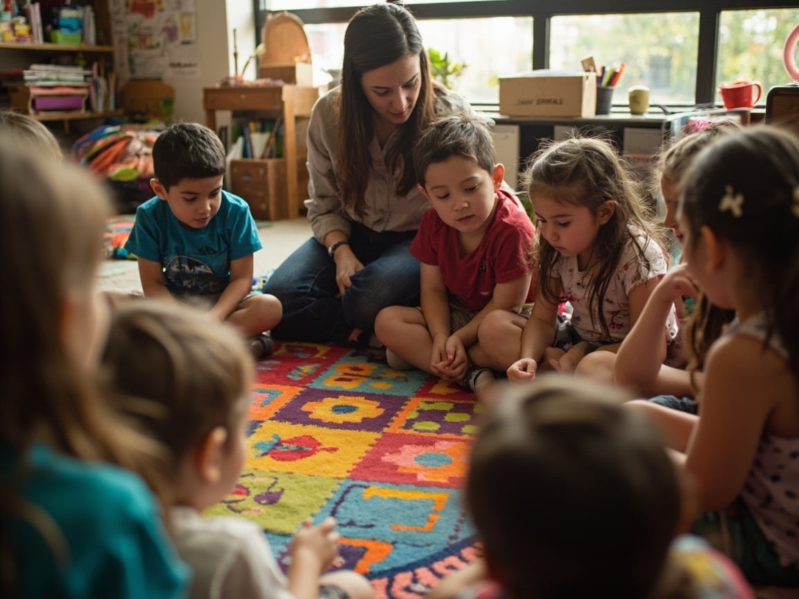 Elementary students and teacher building a shared self-regulation culture through a morning circle routine
