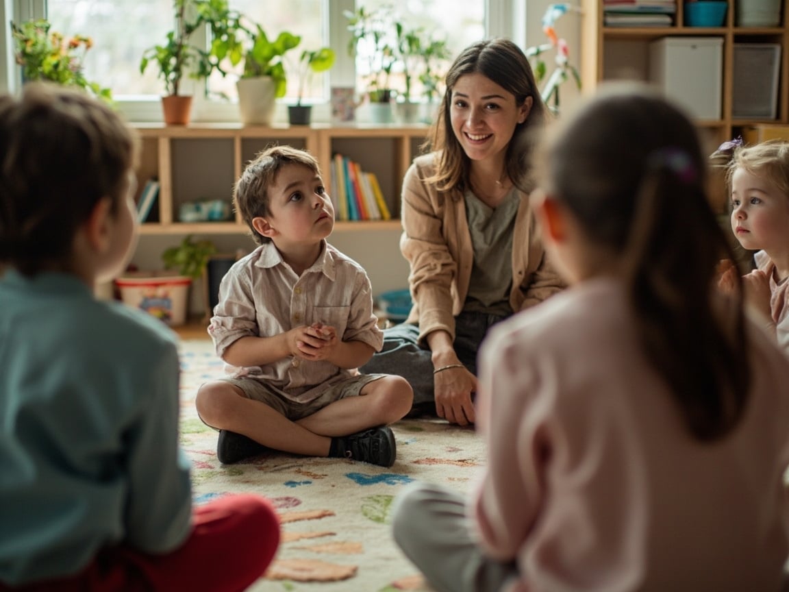 Elementary students in a morning meeting circle, part of a whole child approach to education in the classroom